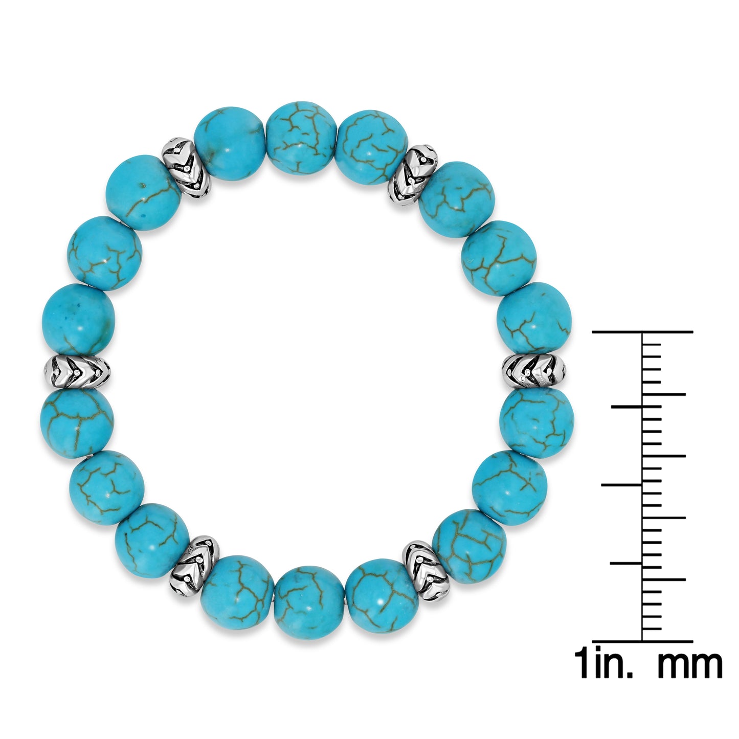Dyed Blue Howlite Beaded Bracelet with Silver Accents
