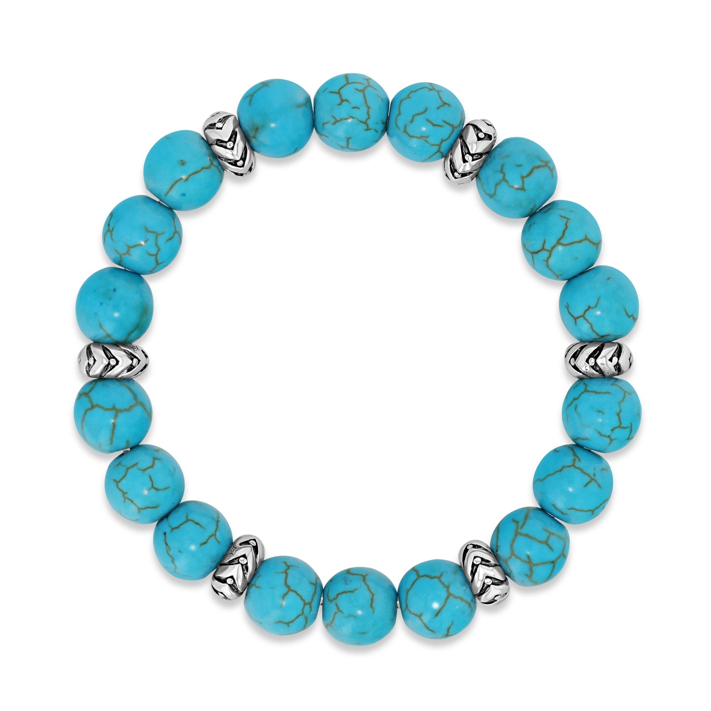 Dyed Blue Howlite Beaded Bracelet with Silver Accents