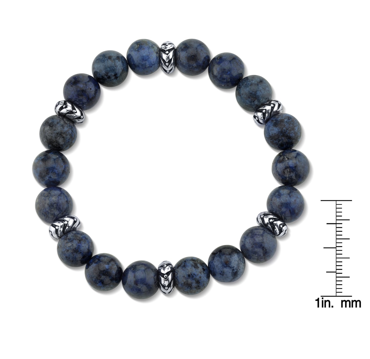 Dumortierite Beaded Bracelet with Silver Accents