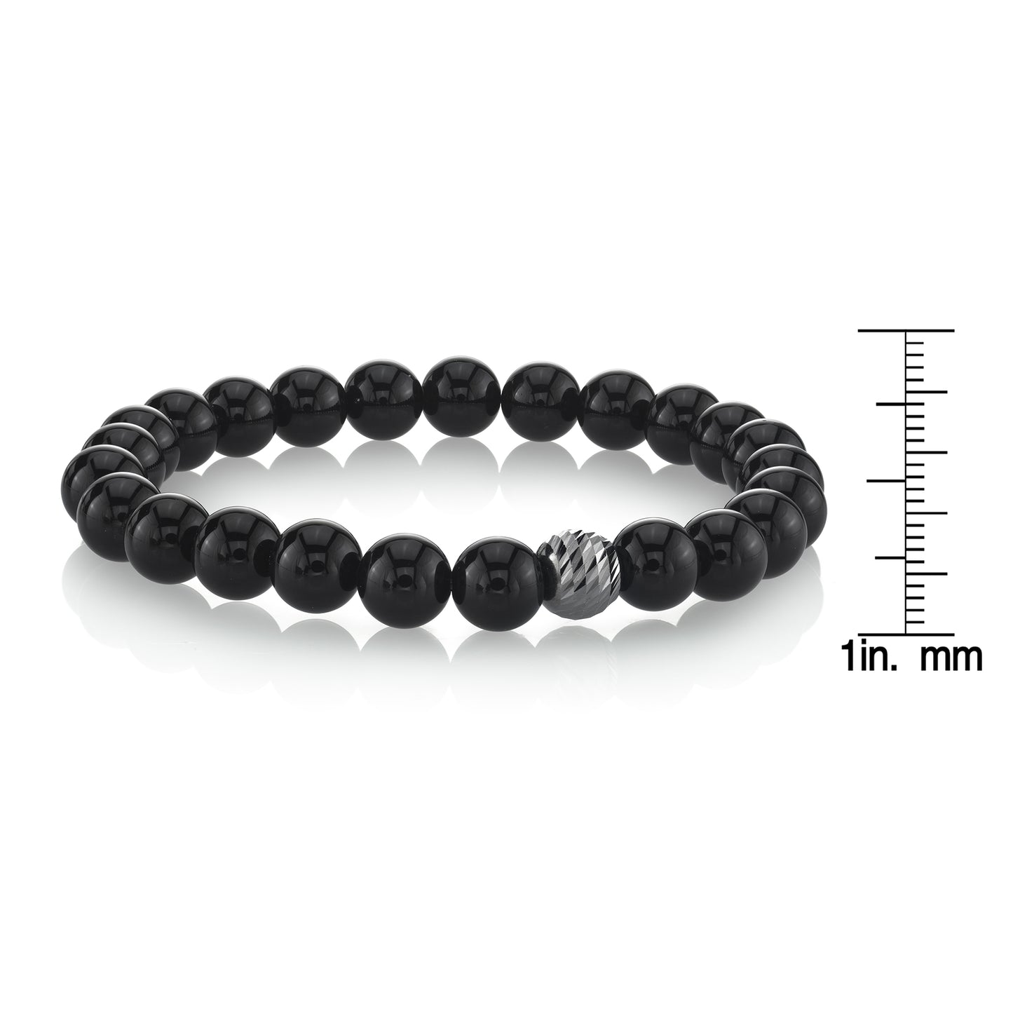Polished Black Agate Beaded Bracelet