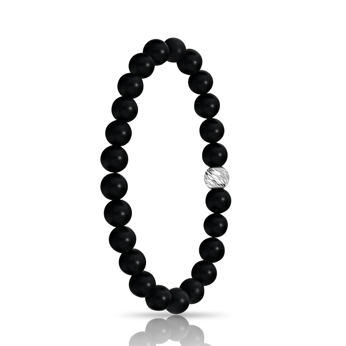 Polished Black Agate Beaded Bracelet