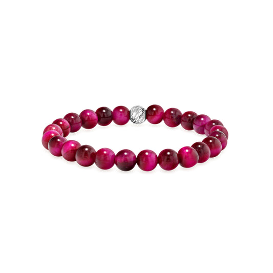 Magenta Tiger Eye Beaded Bracelet
