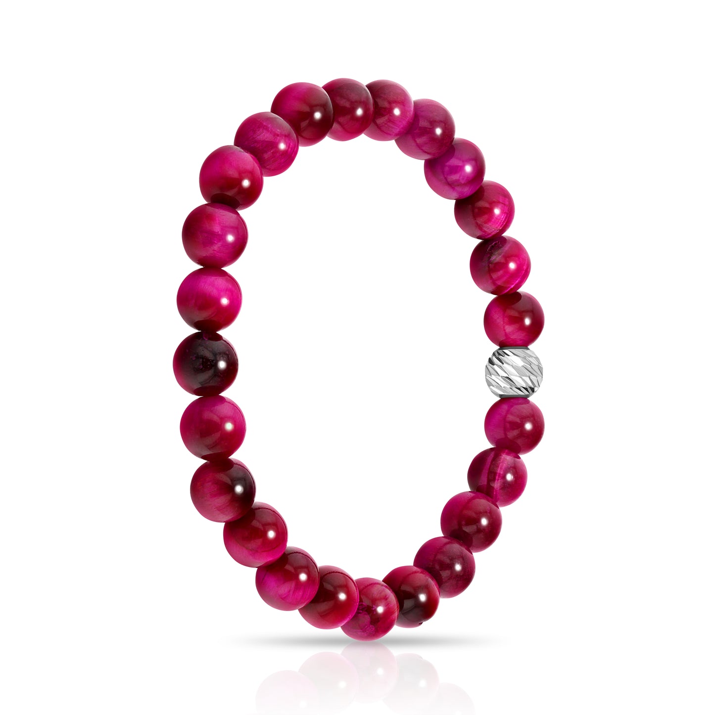 Magenta Tiger Eye Beaded Bracelet