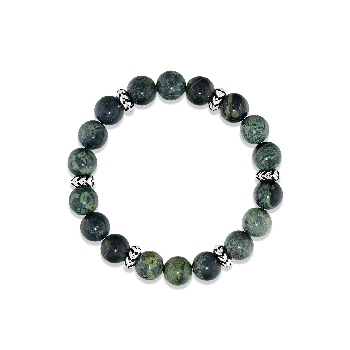 Jasper Beaded Bracelet with Silver Accents