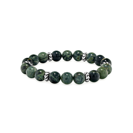 Jasper Beaded Bracelet with Silver Accents