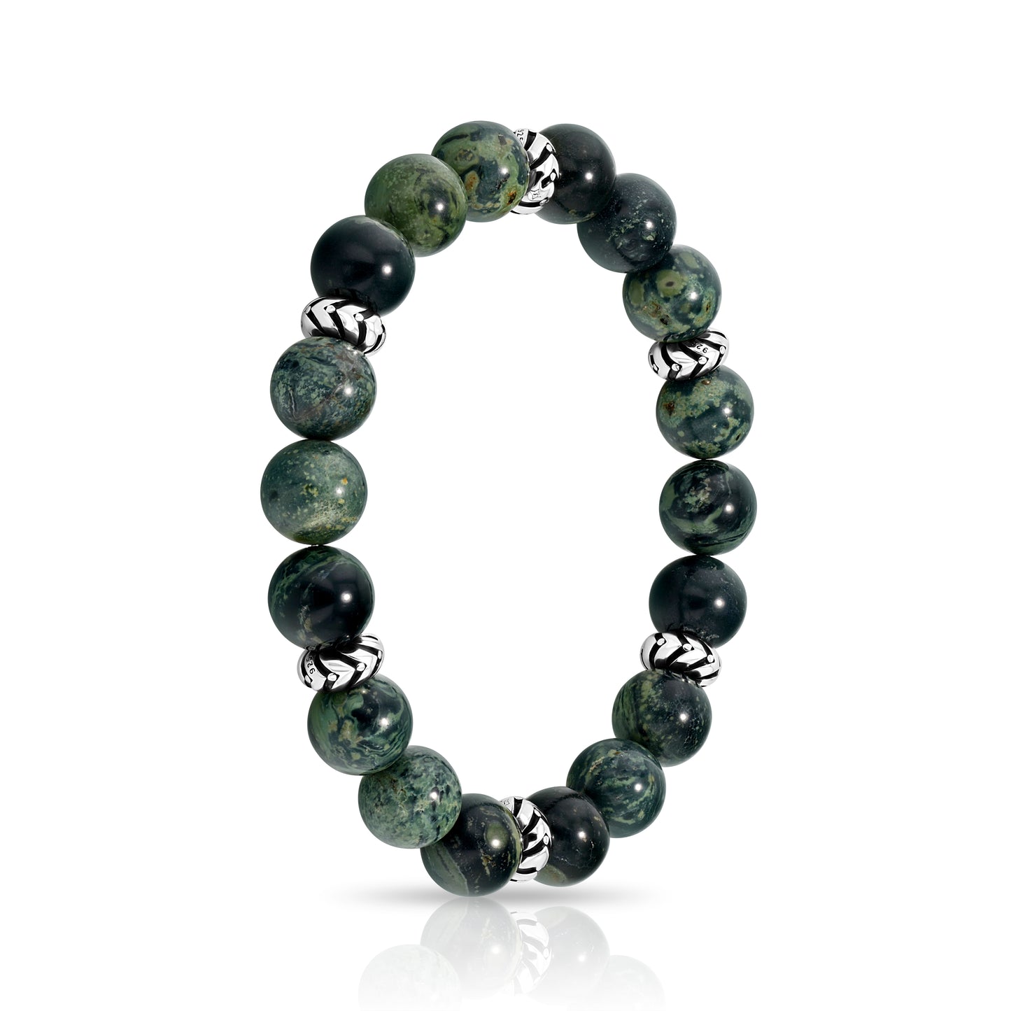 Jasper Beaded Bracelet with Silver Accents