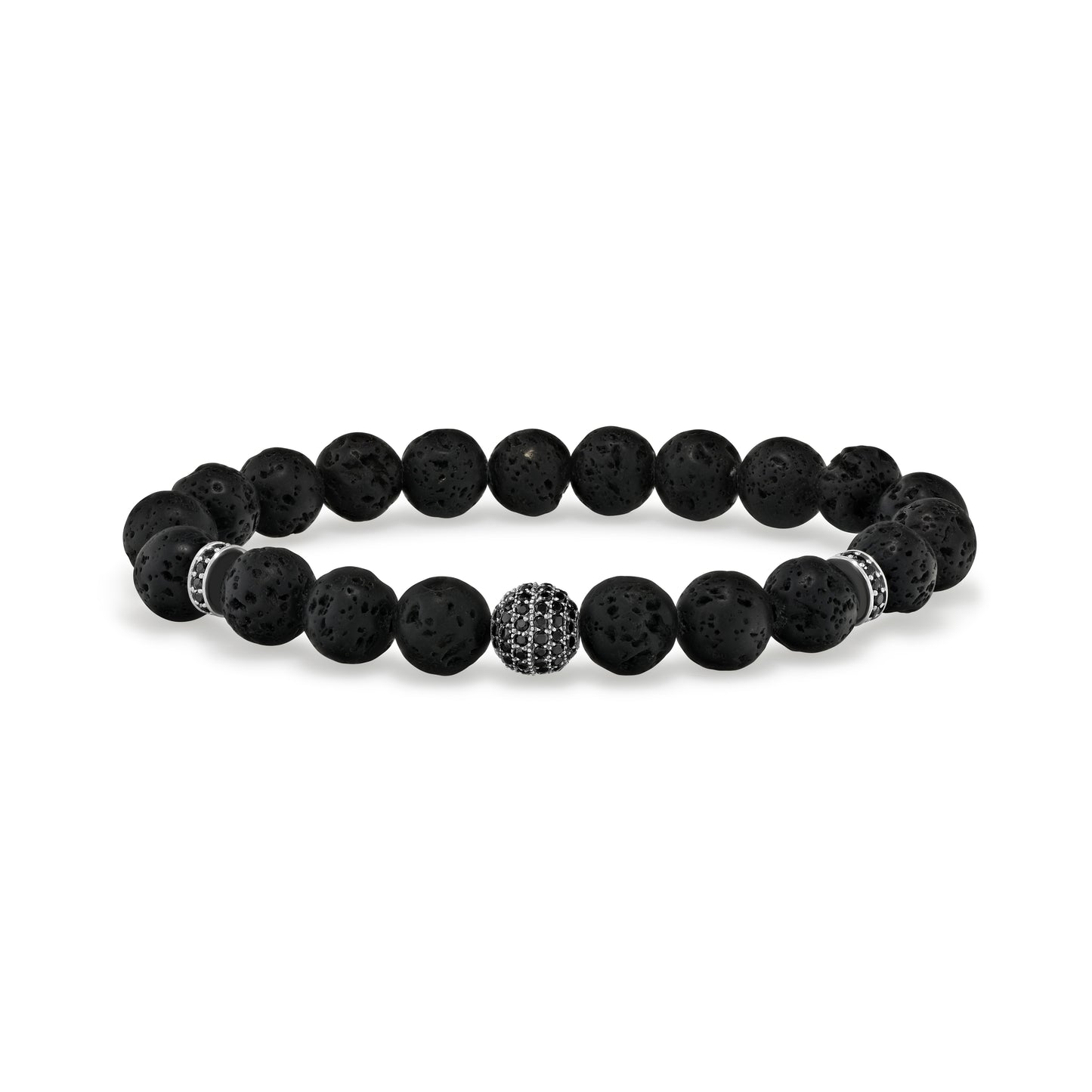 Lava Rock Beaded Bracelet with Black Spinel Accents