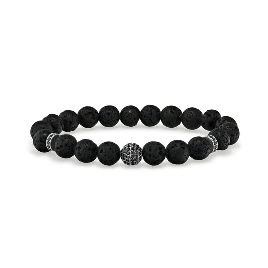 Lava Rock Beaded Bracelet with Black Spinel Accents