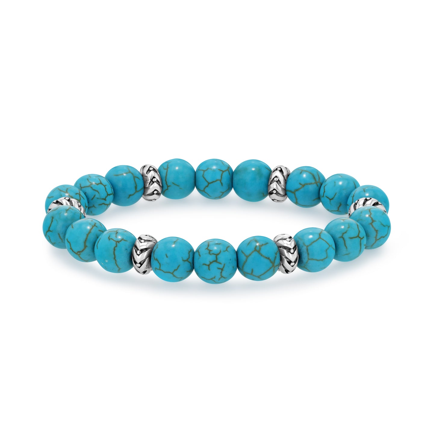 Dyed Blue Howlite Beaded Bracelet with Silver Accents