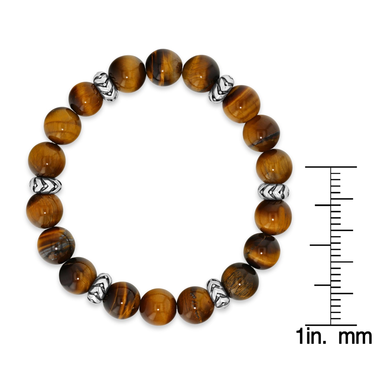 Yellow Tiger Eye Beaded Bracelet with Silver Accents
