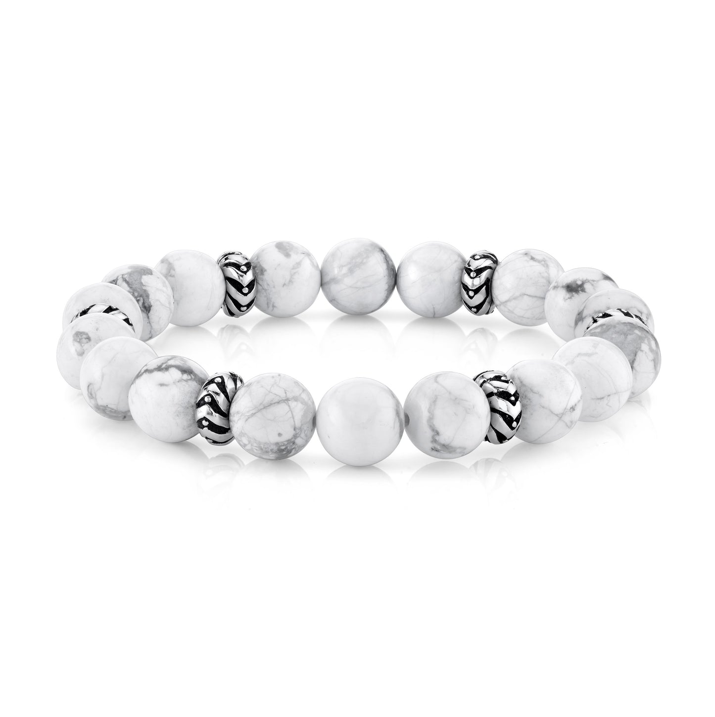 Howlite Beaded Bracelet with Silver Accents