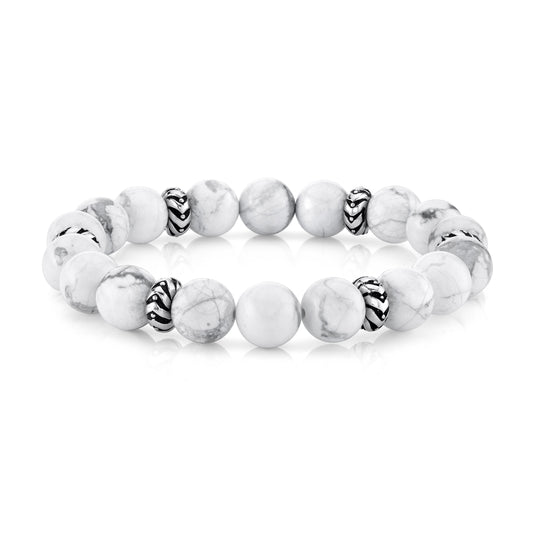 Howlite Beaded Bracelet with Silver Accents