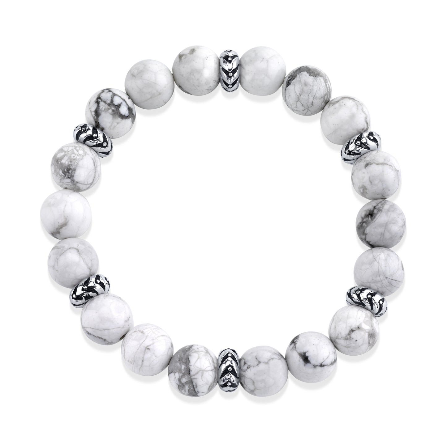 Howlite Beaded Bracelet with Silver Accents