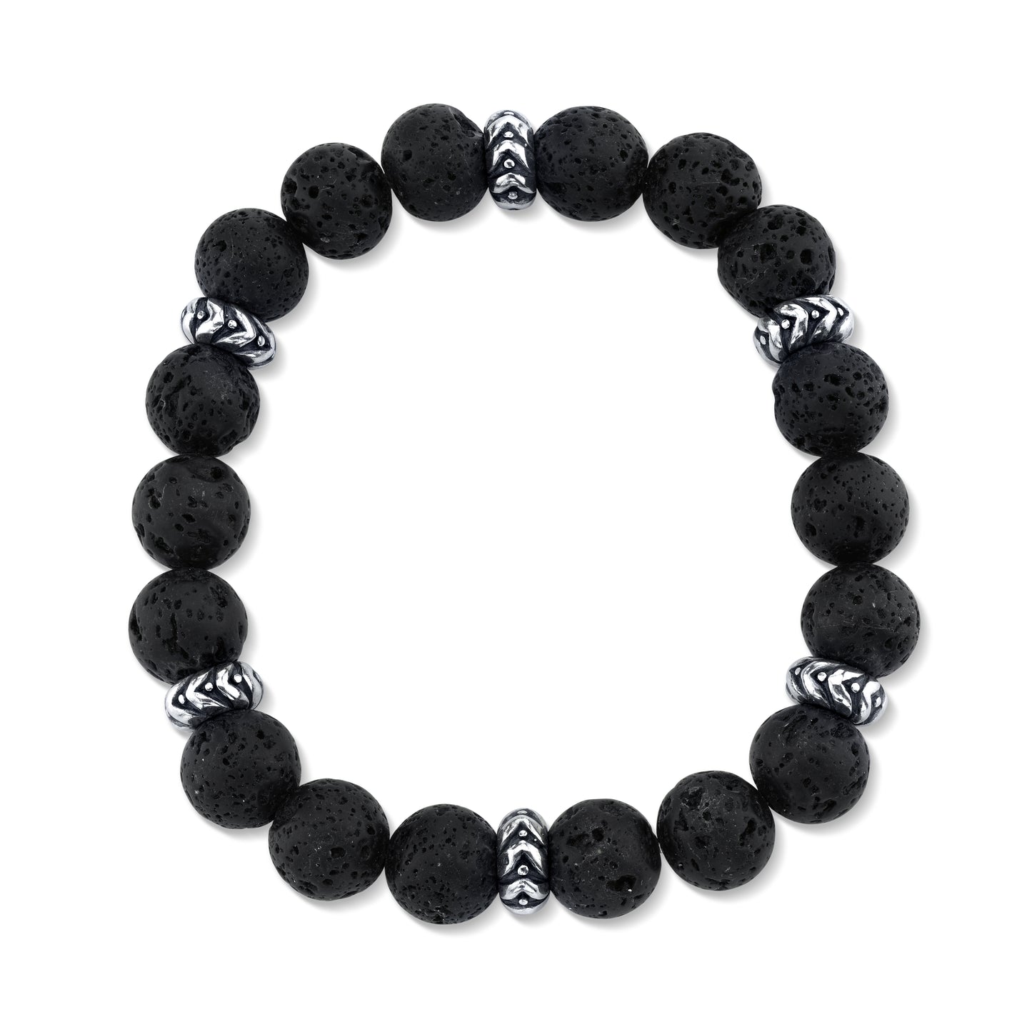 Lava Rock Beaded Bracelet with Silver Accents