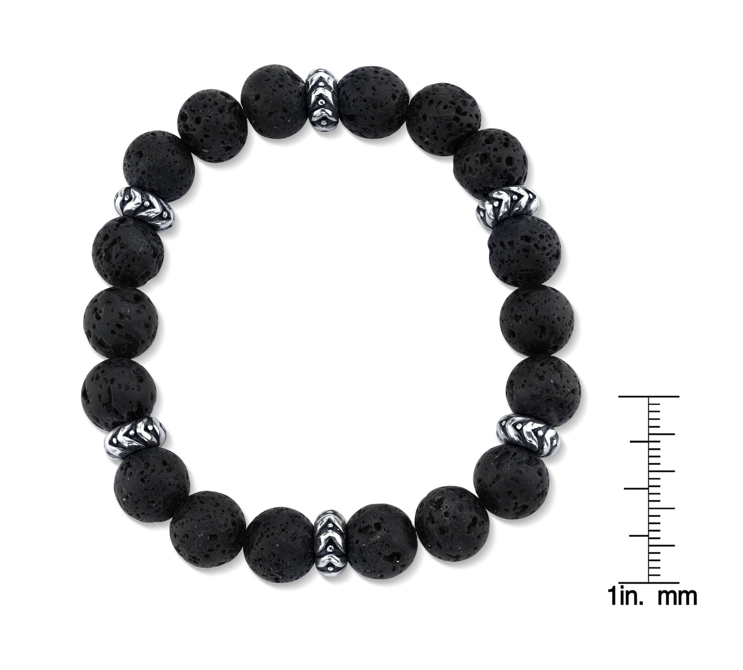 Lava Rock Beaded Bracelet with Silver Accents