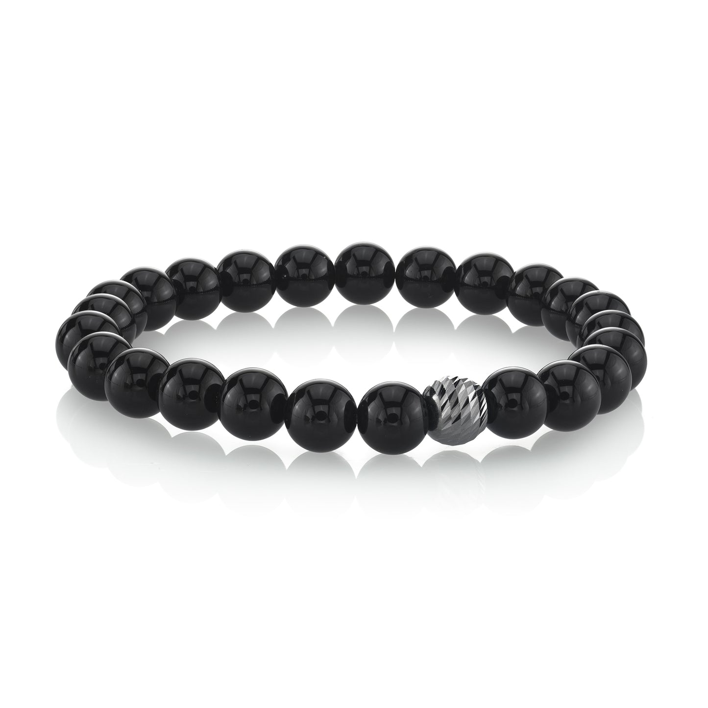 Polished Black Agate Beaded Bracelet