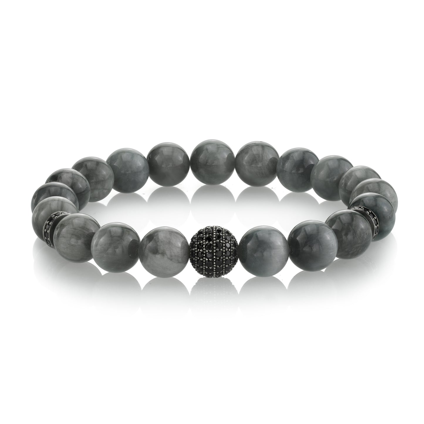 Grey Eagle Eye Bracelet with Black Spinel Accents