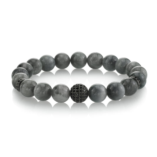 Grey Eagle Eye Bracelet with Black Spinel Accents