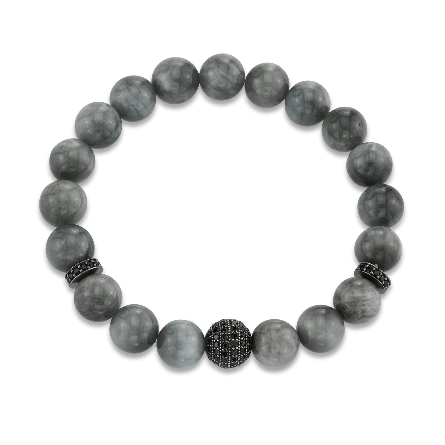 Grey Eagle Eye Bracelet with Black Spinel Accents