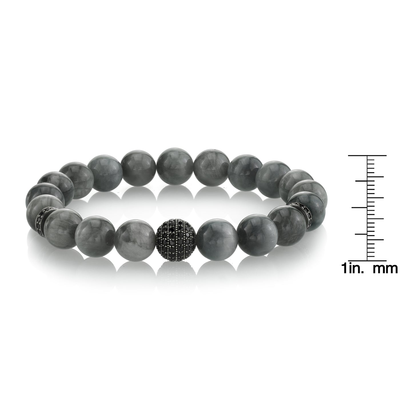 Grey Eagle Eye Bracelet with Black Spinel Accents