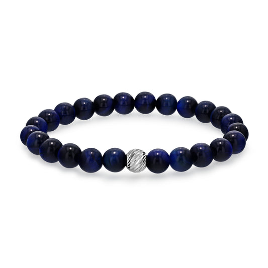 Blue Tiger Eye Beaded Bracelet